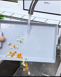 Wood chopping board with plastic tray